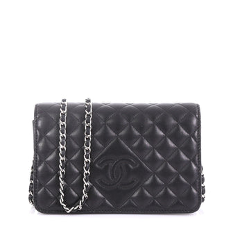 Chanel Diamond CC Wallet on Chain Quilted Lambskin Black 4006695