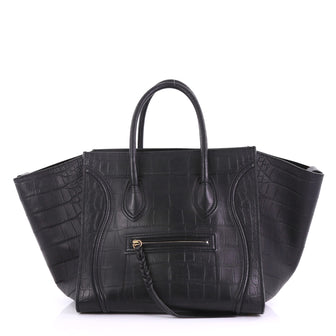 Celine Phantom Handbag Crocodile Embossed Leather Medium 400721
