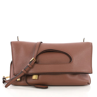 Tom Ford Alix Fold Over Crossbody Bag Leather Brown