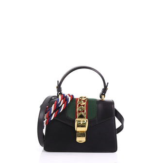 Gucci Sylvie Top Handle Bag Leather Mini Black 401206