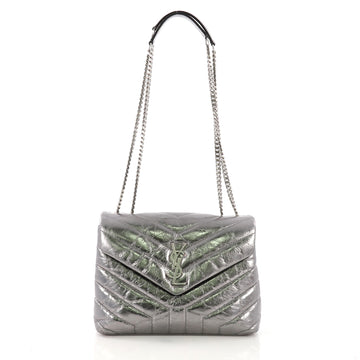 Saint Laurent Model: LouLou Shoulder Bag Matelasse Chevron Leather Small Silver 40126/1