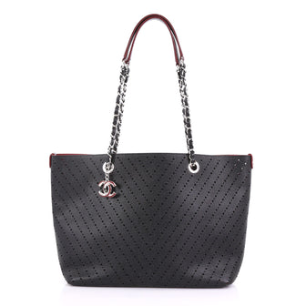 Chanel Shopping Tote Perforated Caviar Small Black 401275