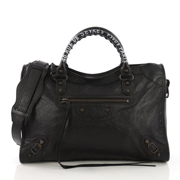 Balenciaga Model: City Address Graffiti Classic Studs Handbag Leather Medium Black 40129/2