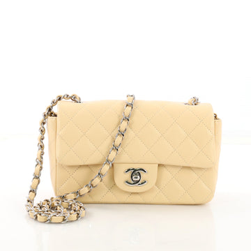 Chanel Classic Single Flap Bag Quilted Caviar Mini Neutral