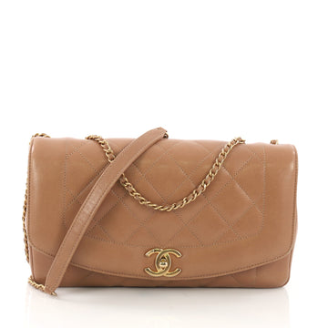 Chanel Diana Flap Bag Quilted Lambskin Medium Brown