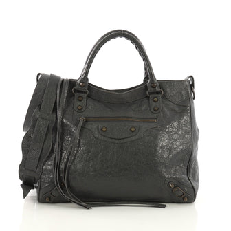 Balenciaga Velo Classic Studs Handbag Leather Medium Gray