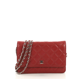 Chanel Wallet on Chain Quilted Lambskin Red