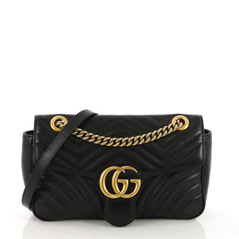Gucci GG Marmont Flap Bag Matelasse Leather Small Black
