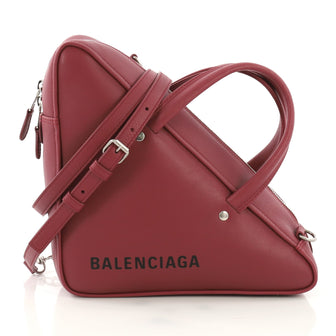 Balenciaga Triangle Duffle Bag Leather Small Red