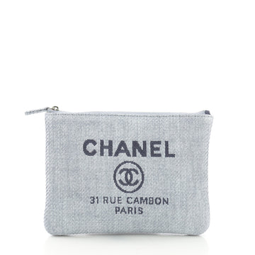 Chanel Deauville Pouch Raffia Medium Blue