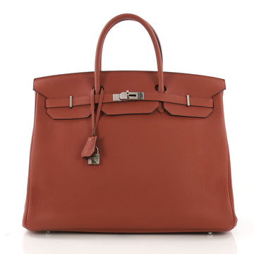 Hermes Birkin Handbag Red Togo with Palladium Hardware 40 Red