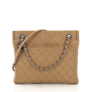 Chanel CC Front Pocket Tote Quilted Calfskin Small Neutral