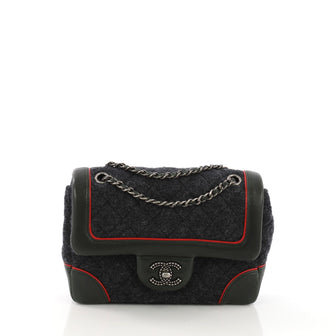 Chanel Bicolor CC Flap Bag Felt with Leather Mini Gray