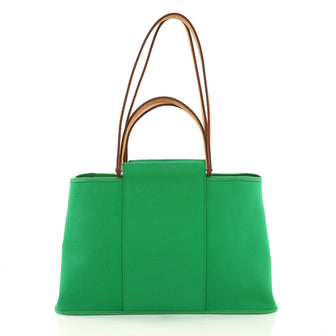 Hermes Cabas Elan Toile and Leather 39 Green