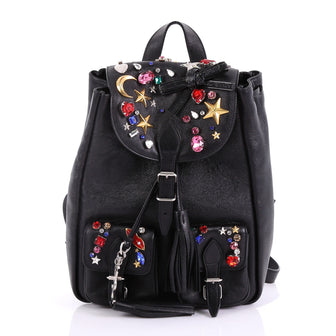 Saint Laurent Model: Festival Backpack Embellished Leather Small Black 40153/60