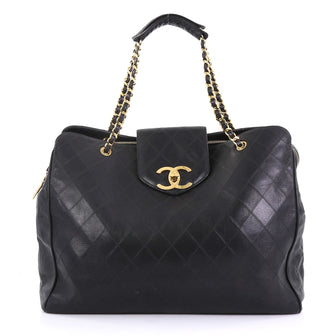 Chanel Vintage Supermodel Weekender Bag Quilted Leather Large