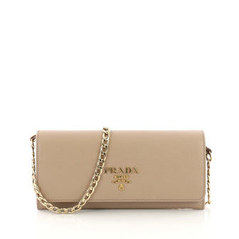 Prada Wallet on Chain Saffiano Leather Neutral