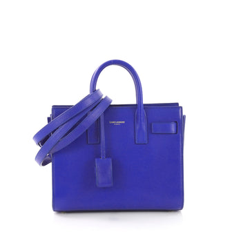 Saint Laurent Sac de Jour Handbag Leather Nano Blue 401651