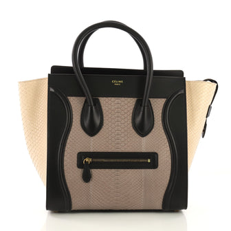 Celine Model: Tricolor Luggage Handbag Python and Leather Mini Gray 40172/01