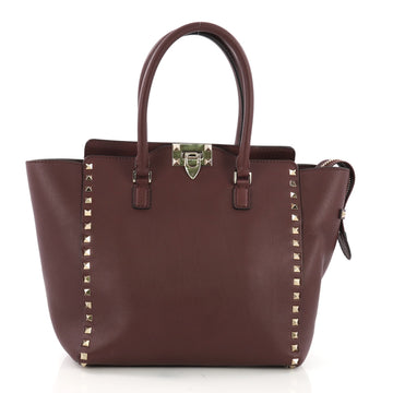 Valentino Rockstud Tote Rigid Leather Medium Red 40182/3