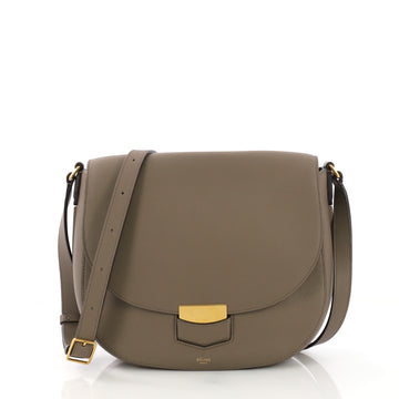 Celine Trotteur Crossbody Bag Grainy Leather Medium Gray