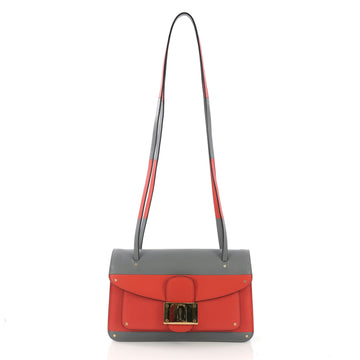 Valentino Rivet Double Handle Shoulder Bag Leather Red