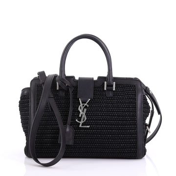 Saint Laurent Monogram Cabas Downtown Straw Baby Black 40197/50
