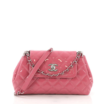 Chanel Coco Shine Accordion Flap Bag Quilted Patent Small Pink