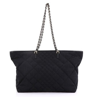 Fendi Chain Roll Tote Quilted Zucca Canvas Large Black 402341