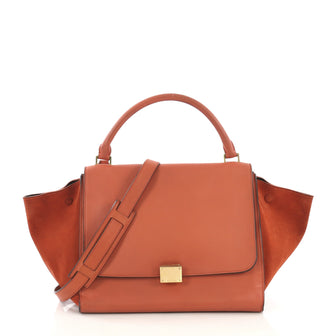 Celine Trapeze Handbag Leather Medium Orange 402343