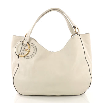 Gucci Twill Shoulder Bag Leather Neutral 40251/2