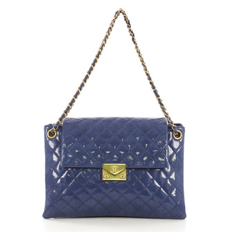Chanel Envelope Lock 3 Accordion Bag Quilted Goatskin Patent