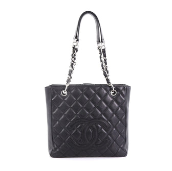 Chanel Petite Shopping Tote Quilted Caviar Black