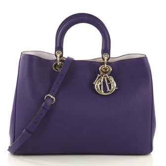 Christian Dior Diorissimo Tote Pebbled Leather Large Purple 40287/3