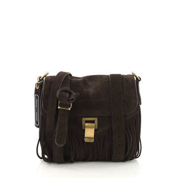 Proenza Schouler PS1 Pouch Suede Fringe Small Brown