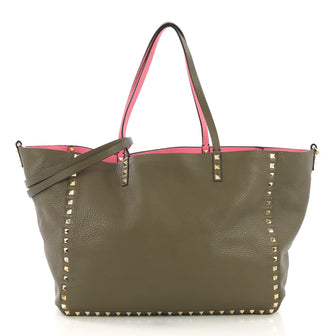Valentino Rockstud Reversible Convertible Tote Leather Medium