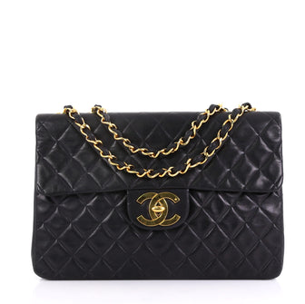 Chanel Classic Single Flap Bag Quilted Lambskin Maxi Black