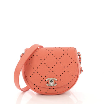 Chanel Saddle Bag Perforated Caviar Pink
