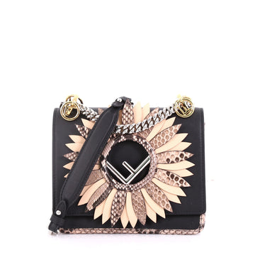 Fendi Kan I F Shoulder Bag Embellished Python Small Black