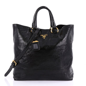 Prada Convertible Shopper Tote Vernice Naplak Large Black 4030430