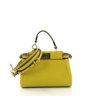 Fendi Peekaboo Handbag Leather Micro Yellow