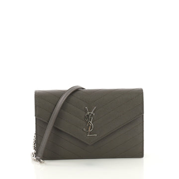 Saint Laurent Classic Monogram Wallet on Chain Matelasse Chevron