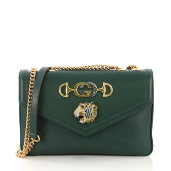 Gucci Rajah Chain Shoulder Bag Leather Medium Green 403141