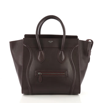 Celine Luggage Handbag Smooth Leather Mini Red