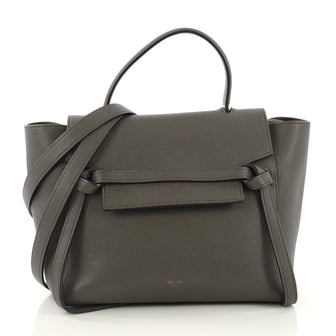 Celine Belt Bag Textured Leather Micro Gray 403393