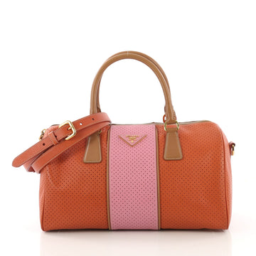Prada Convertible Boston Bag Perforated Leather Medium 403402