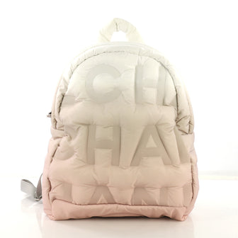 Chanel Doudoune Backpack Embossed Nylon Medium Pink 403411