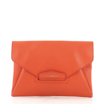 Givenchy Antigona Envelope Clutch Leather Medium Orange