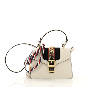 Gucci Sylvie Top Handle Bag Leather Mini White
