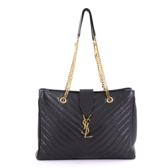 Saint Laurent Classic Monogram Shopper Matelasse Chevron Leather